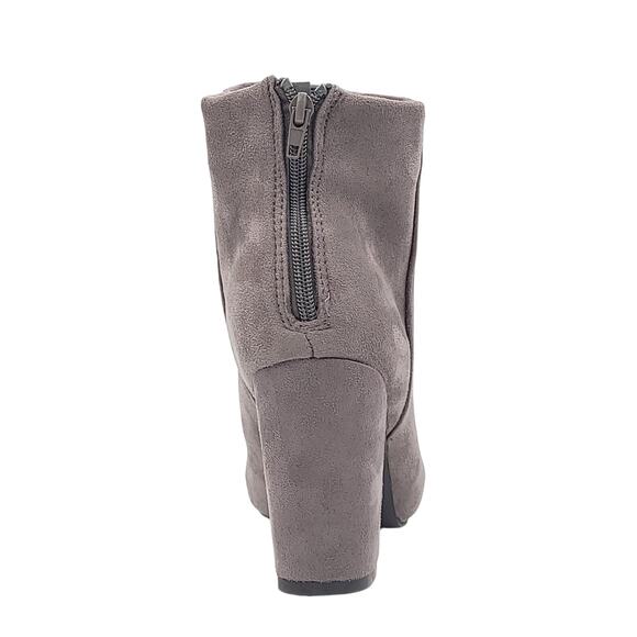 Boohoo Women Kasey Block Heel Zip Up Ankle Booties US 10 Grey Faux Suede - Picture 5 of 6